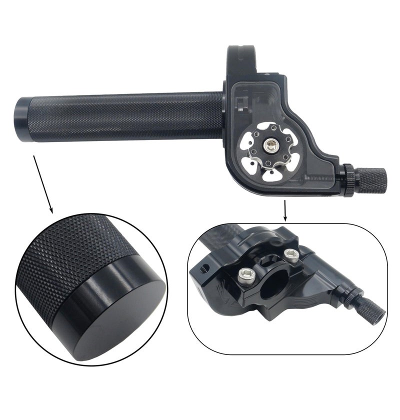 JXPANG Motorcycle Throttle Grip 7/8"" 22mm CNC Aluminum Quick Twister with Throttle Cable for KLX CR CRF EXC XR CRF50 CRF230 50 70 110 125 230 250 Dirt Pit Bike Motocross Motorbike Quad ATV (Black) - Image 4